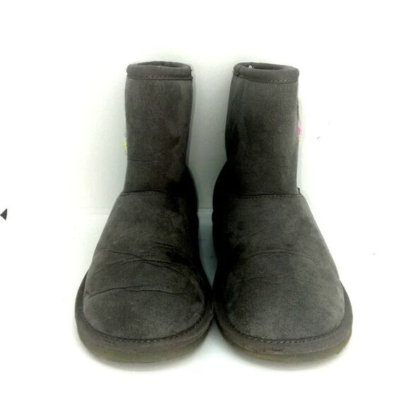Childrens Place Girls Pre-owned Gray Faux Fur Lined w/Hearts on Side Boots-sz. 1 - Picture 3 of 6